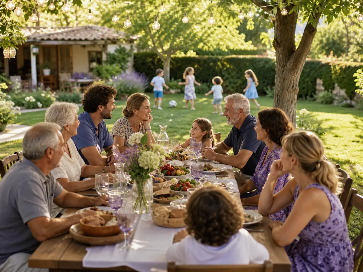 Familie und Freunde feiern ein gemeinsames Treffen